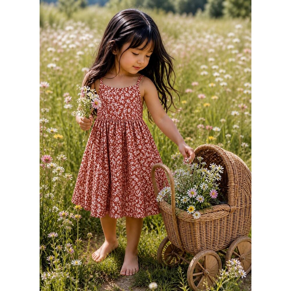 Sunset Blooms Floaty Floral Twirl Babydoll dress 3T